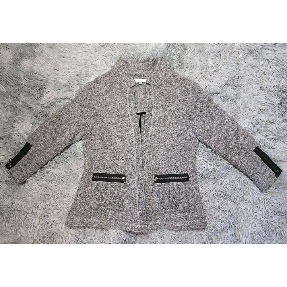 Drew Made in USA Lambswool Blend Women's Open Cardigan Sweater Size Small Gray